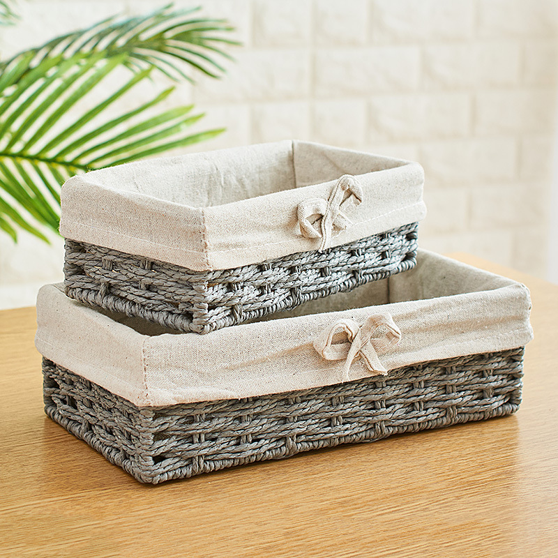 Cesta de almacenamiento de paja Cesta de almacenamiento de ropa sucia Cesta de almacenamiento de bocadillos Caja de almacenamiento miscelánea Almacenamiento de dormitorio Marco de almacenamiento tejido Fábrica al por mayor