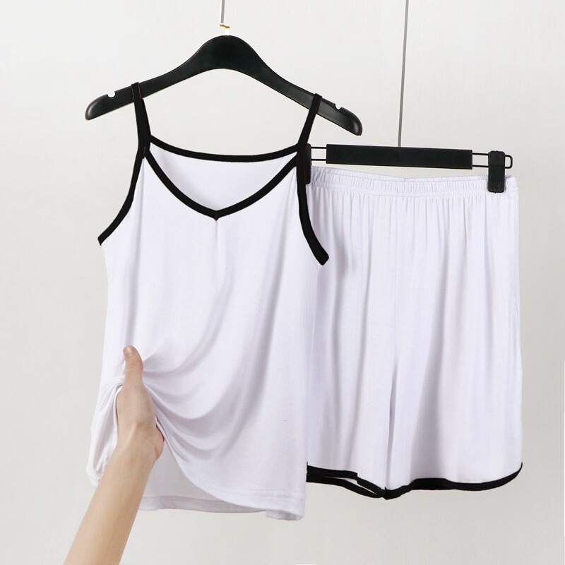 Modal Camisole Two-piece Set Women's Summer Sleeveless Base Top Thin Loose Home Pajamas Shorts Set Modal Camisole Two-piece Set Women's Summer Sleeveless Base Top Thin Loose Home Pajamas Shorts Set