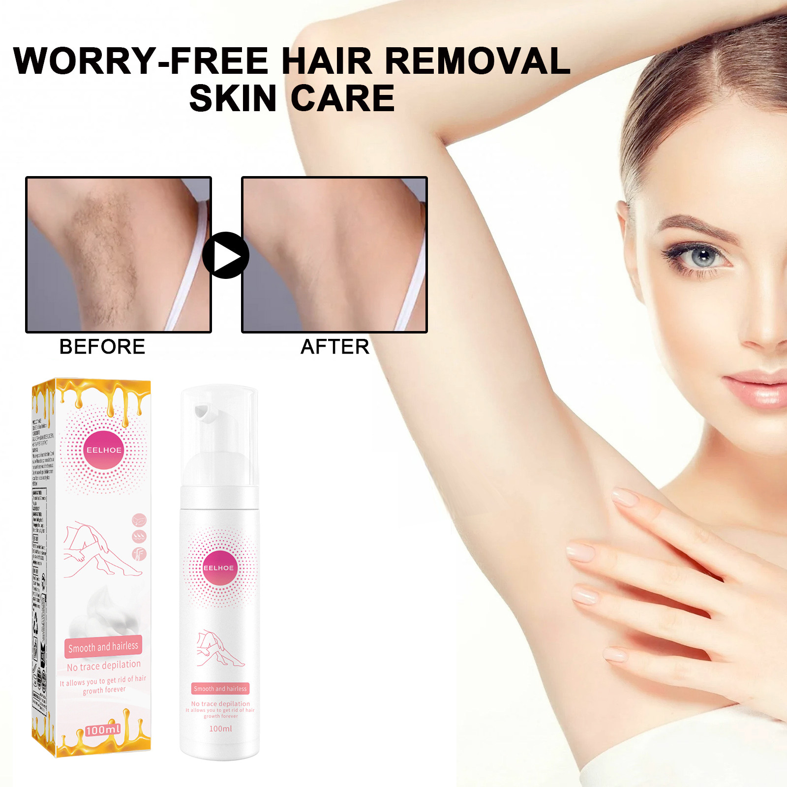 Eelhoe Honey Mousse Hair Removal Spray Gentle Care Armpit Hair Leg Hair Moisturizing Nourishing Foam Hair Removal Spray