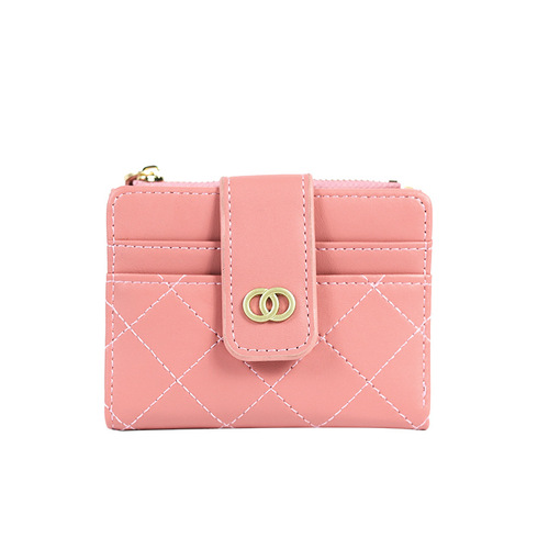  new buckle vertical style women's Korean version multi-card slot short coin purse card bag small wallet zipper