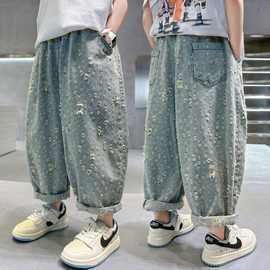 儿童牛仔裤2025春秋新款中大童韩版洋气潮牌休闲裤男童春装宽松裤