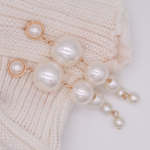 European and American fashion long size artificial pearl earrings exaggerated design personalized high-end vintage pearl earrings