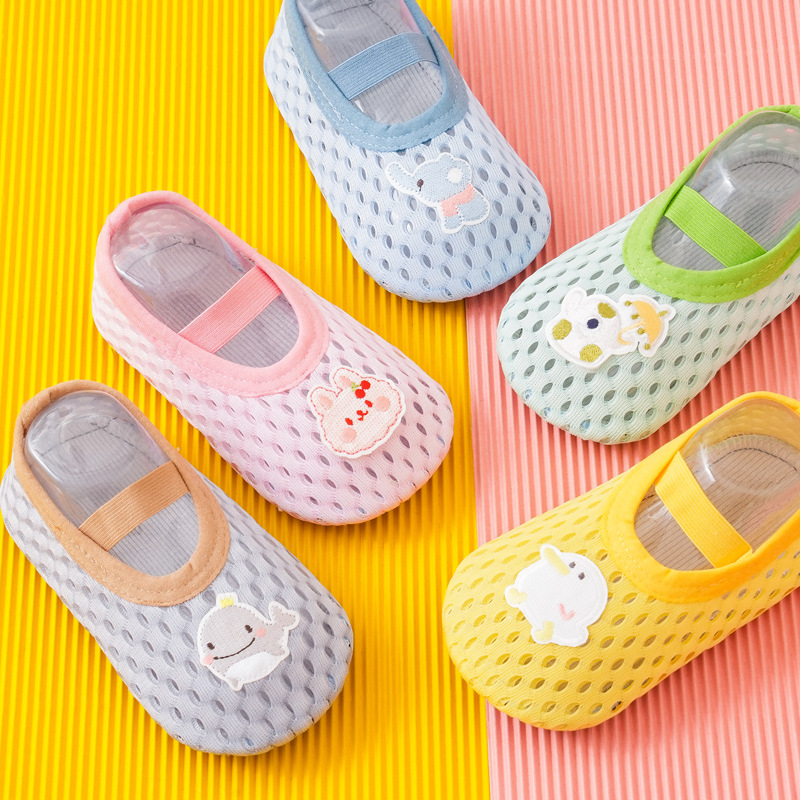 Baby floor shoes spring and summer thin anti-slip bottom cool baby soft bottom toddler indoor children's mesh shoes and socks