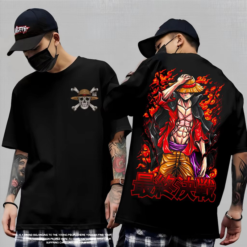 Cross-Border Luffy Gear5 T-Shirt Unisex One Piece T-Shirt Comfortable and Breathable Men's Top Short-Sleeved