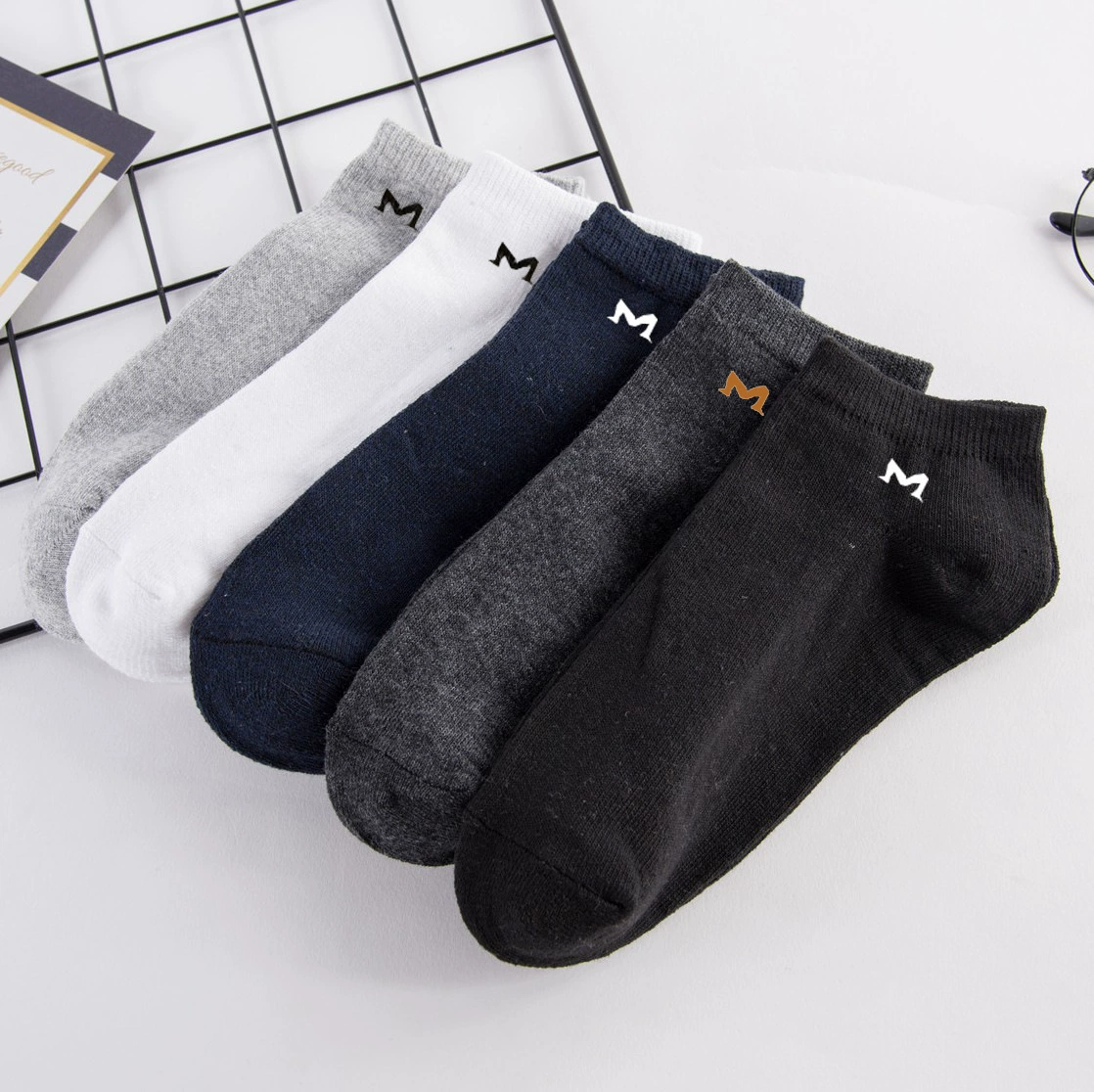 Одноразовые носки для лодыжки, 100 пар, унисекс, один размер, assorted черный белый серый