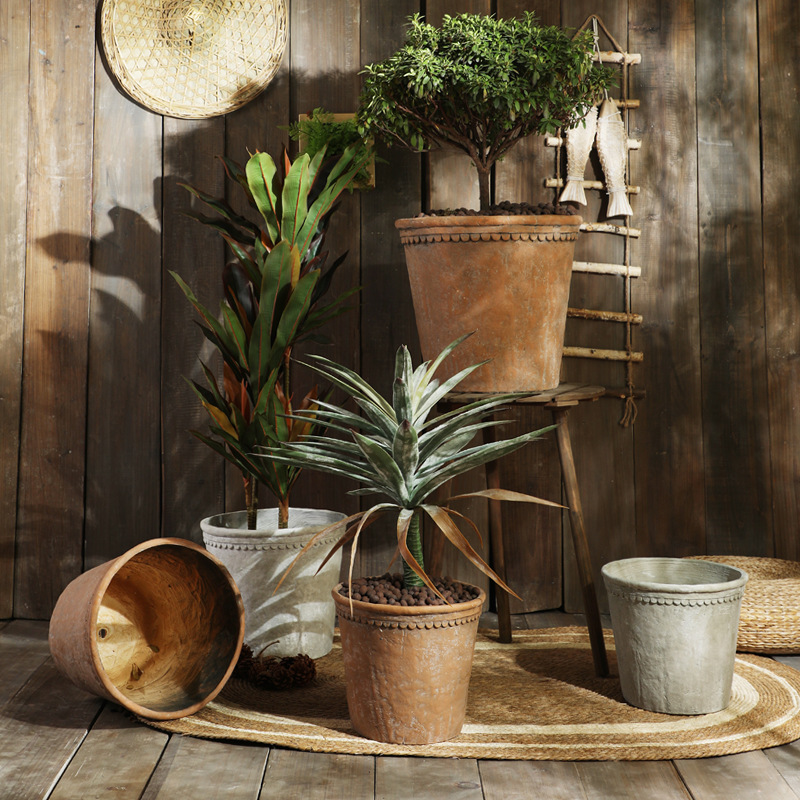 Magnesium clay relief Nordic retro large magnesium oxide flower pot paradise bird Qin Ye Rong living room outdoor imitation cement stoneware