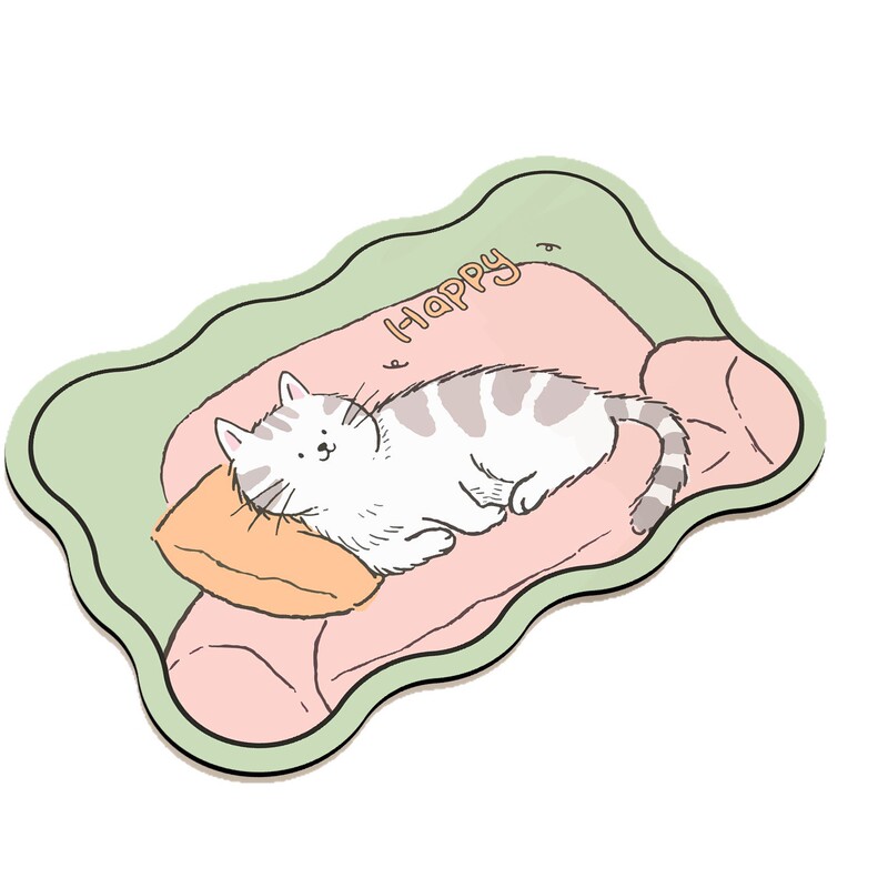 卡通猫咪浴室地垫软硅藻泥地垫家用卫生间门口速干防滑耐脏脚垫|undefined