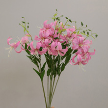 仿真花批发2头卷百合花绢花垂吊百合假花香水百合装饰花婚庆摄影