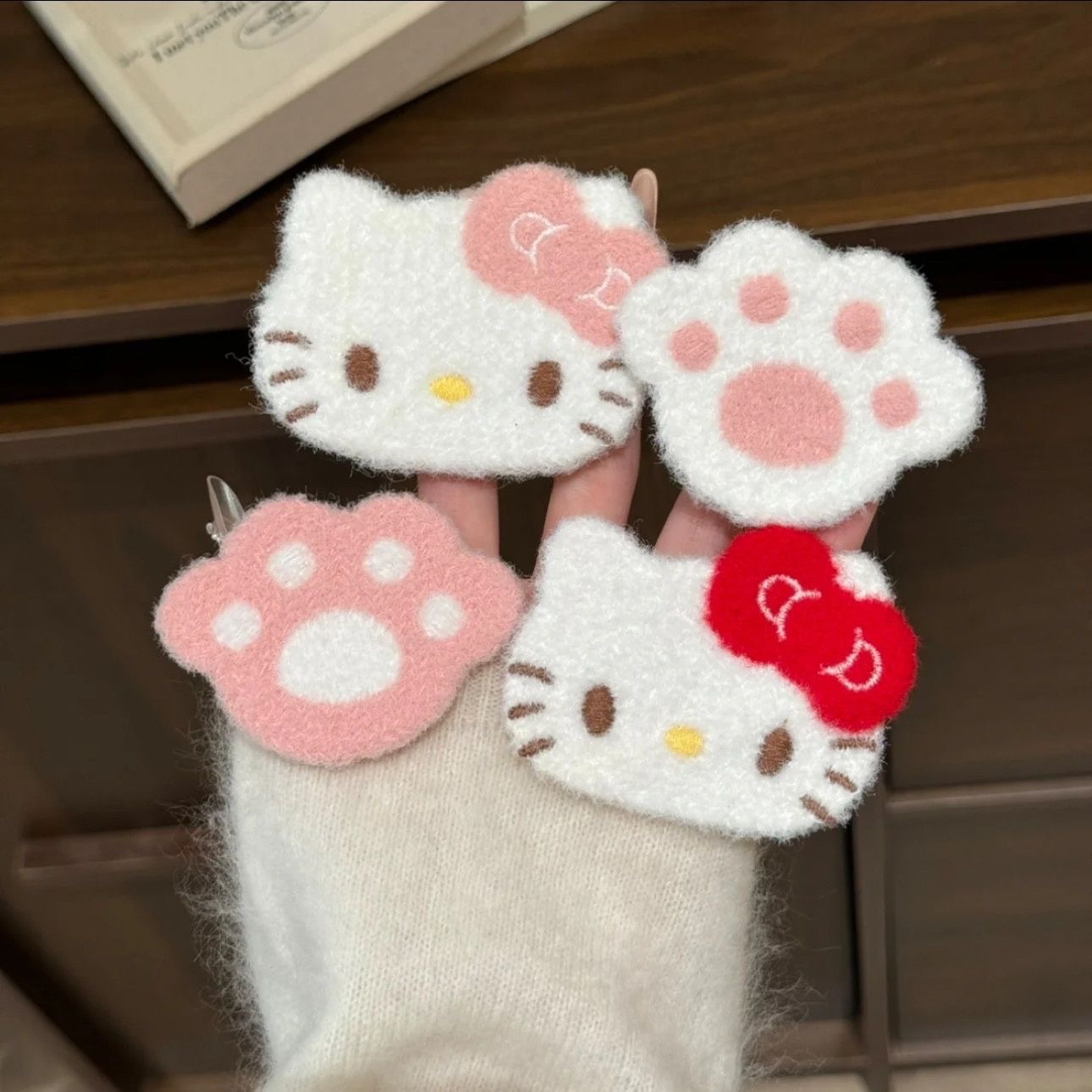 Cute Bowknot Kitten Seamless Air Bangs Magic Tape Hair Accessory for Girls to Organize Side Hair on Forehead