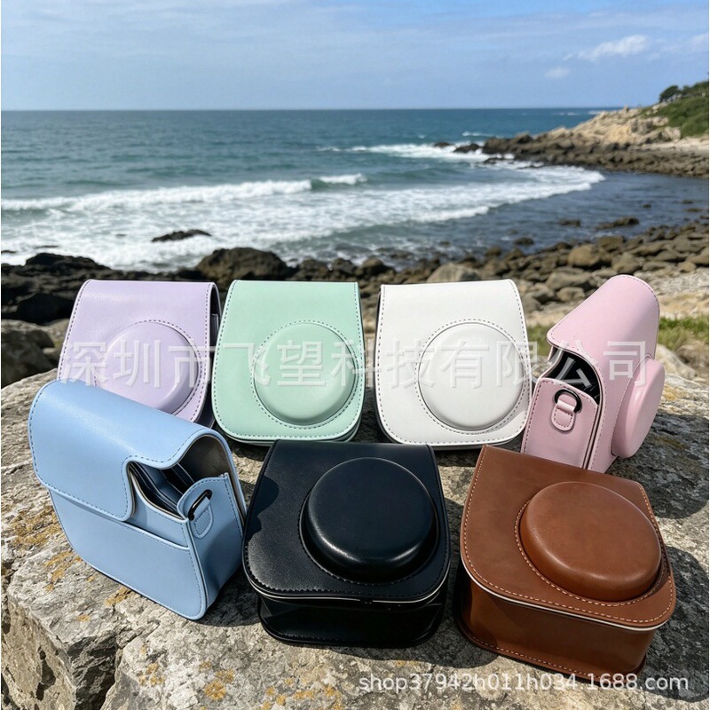 Polaroid Mini12 Camera Bag Protective Leather Case Instax Mini 11 9 Pu Solid Color Shoulder Photography Bag