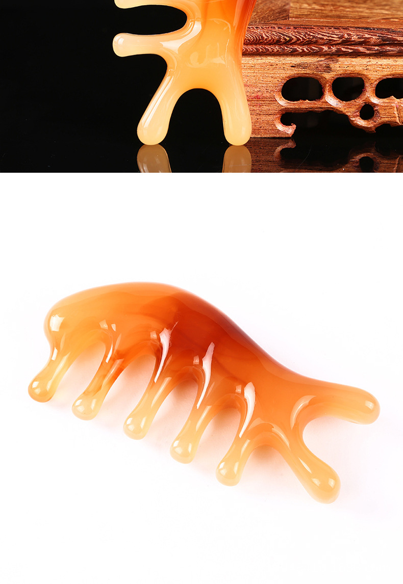 Dolphin Shaped Gua Sha Massage Comb 4 in 1 Resin Facial Nose Scalp Meridian Brush Beauty Tool in use