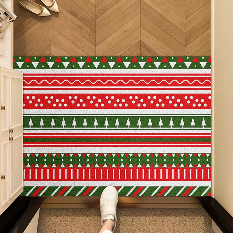 Рождественский шелковый коврик в клетку для очистки песка и грязи, коврик для входной двери, прихожая, устойчивый к пятнам, режущийся коврик для ног из ПВХ для доставки