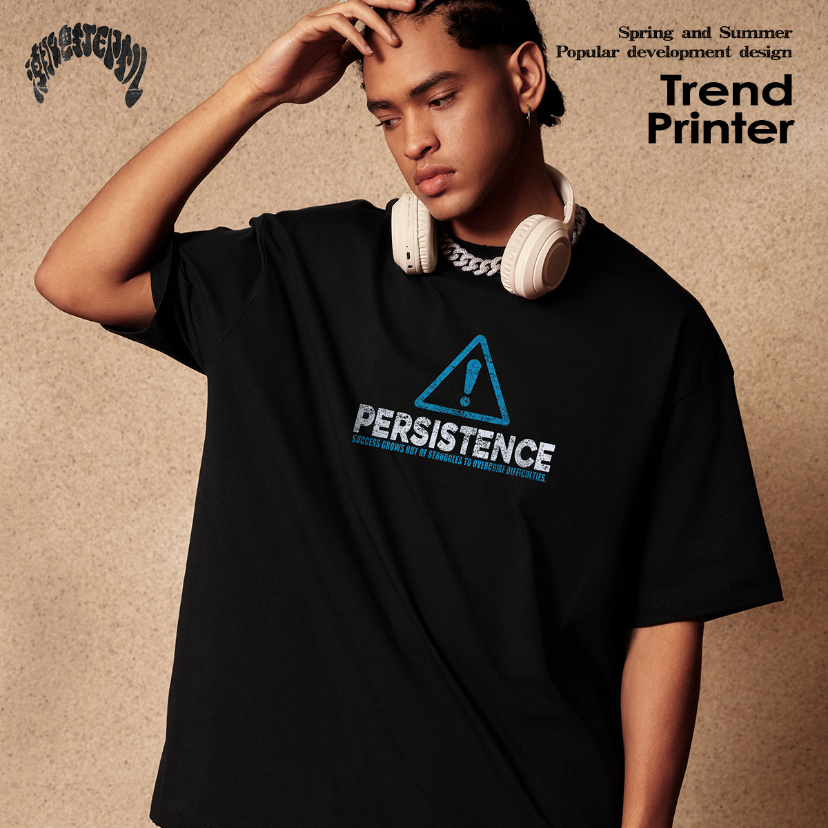 2025 verano americano retro suelto camiseta de manga corta marca de marca de marca de mar imprimida lavada por agua camiseta de comercio exterior hombre mayorista