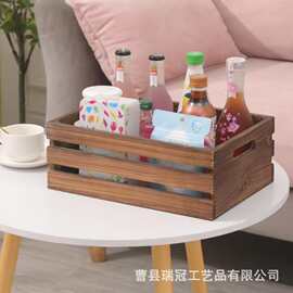 跨境木箱子储物箱复古实木收纳箱装饰大道具超市水果木框木箱