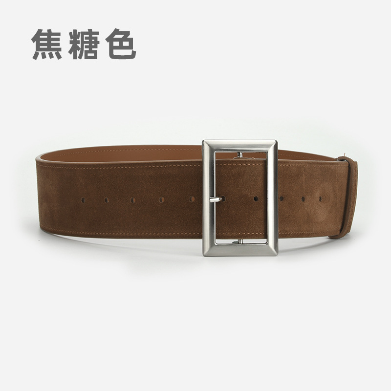 New Women's Leather Belt Fashion Alloy Wide Waist Belt Genuine Leather Waist Cincher Retro Decorative Slimming Versatile Simple - Thumbnail 6