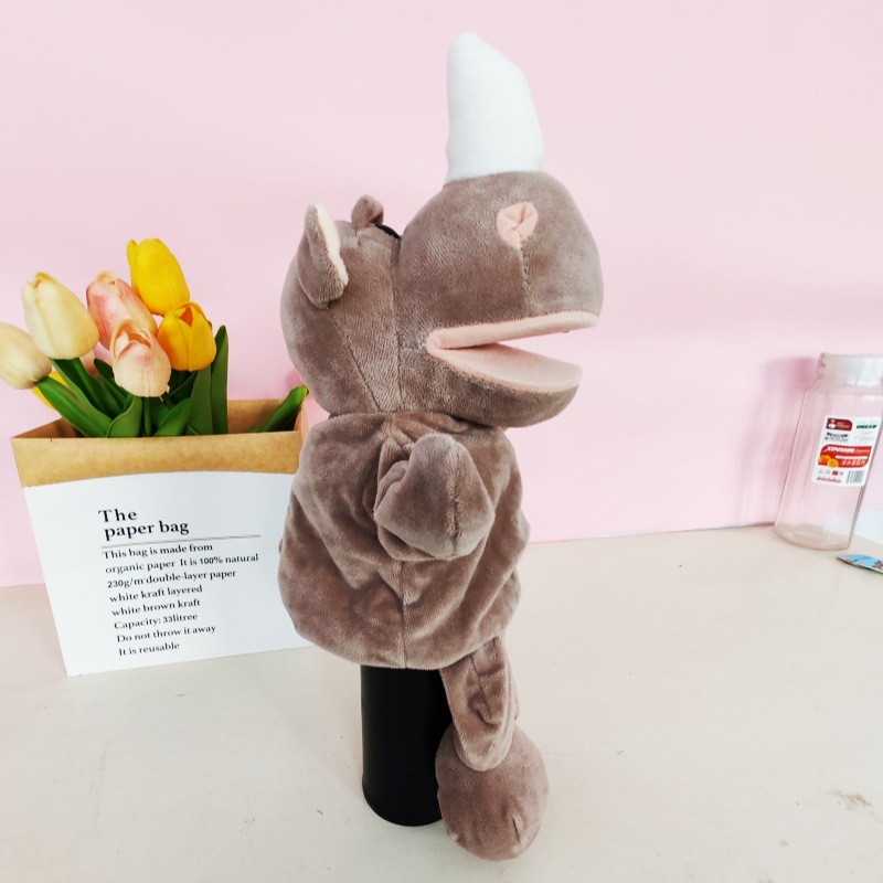 Marioneta de mano con boca móvil, muñeco de peluche para niños, guante de animal de peluche, muñeco de educación temprana para jardín de infantes