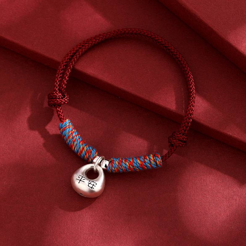 Silver Tuotuo 999 Bolsa de bendición de grasa de plata esterlina Pulsera de cuerda roja tejida Pareja femenina Novias 2025 Regalo de cuerda de mano de Año Nuevo