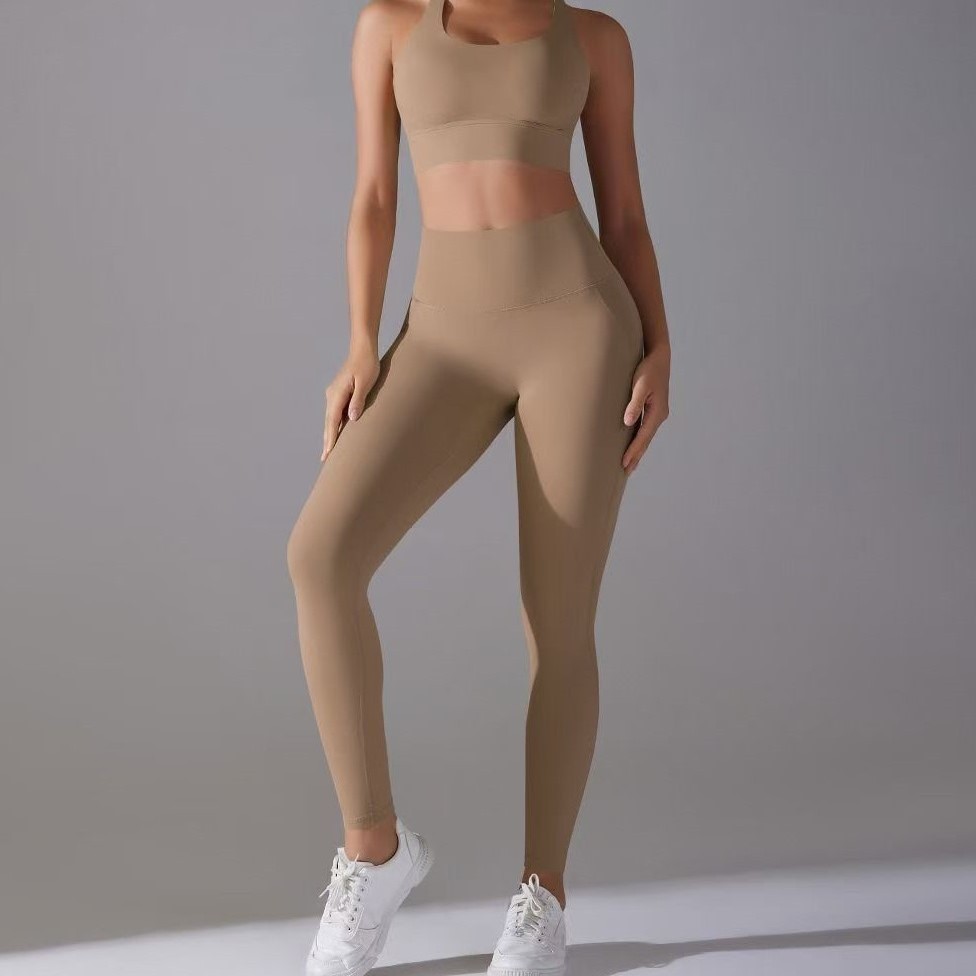 Cross-border red red esbelta cintura alta caderas sin pantalones sin líneas avergonzadas pantalones deportivos para correr fitness yoga