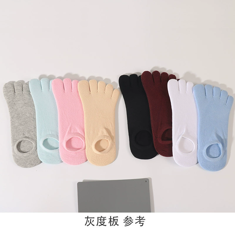 Носки с пятью пальцами, носки с разделенными пальцами, однотонные короткие носки, впитывающие пот, дышащие, универсальные деловые хлопковые носки, осенне-зимний стиль для женщин.