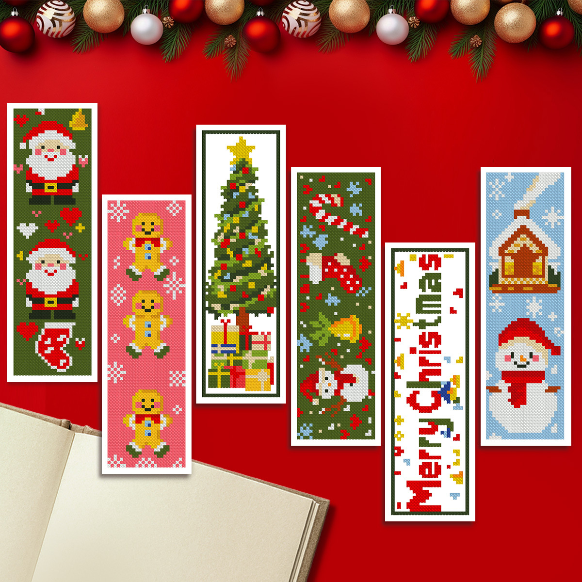 Marcapáginas Navideño de Edición Limitada, Bordado a Mano de Alta Gama, Regalo Práctico, Edición en Inglés, Cultural y Creativo