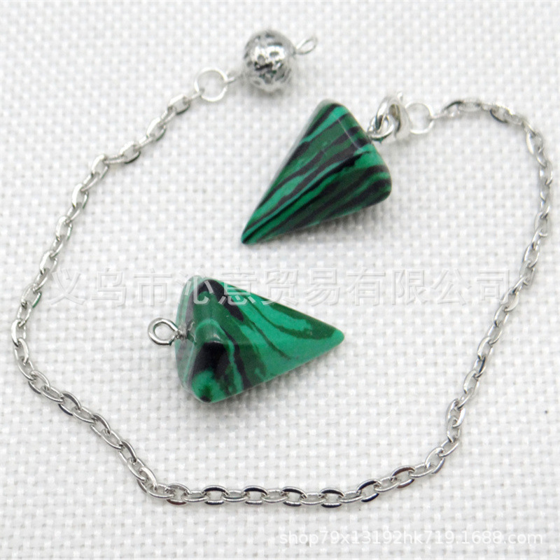 Venta caliente ágata natural cristal piedra preciosa cono hexágono cono colgante DIY cristal colgante espíritu péndulo