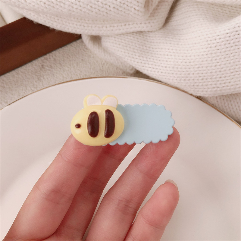 Caricatura serie de abrazaderas de abejas adorables tarjeta de miel de niña clip de corazón BB lateral clip de cabello fruncado clip de cabello tocado