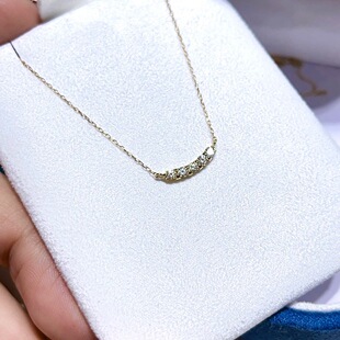 Japanese-made 18K gold total 20 points natural real diamond classic smile necklace stacked with cost-effective sweet Japanese card