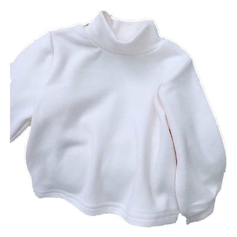 Ropa infantil de estilo coreano para bebés y niños pequeños, camiseta básica de cuello medio alto para otoño e invierno, sudadera versátil de manga larga de color liso para bebés, conjunto de otoño.
