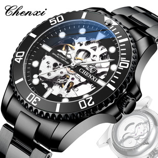 Dawn Brand Water Ghost Explosions Hollow Automatic Mechanical Watch Cross-border Fashion Waterproof Men's Watch Mechanical Watch
