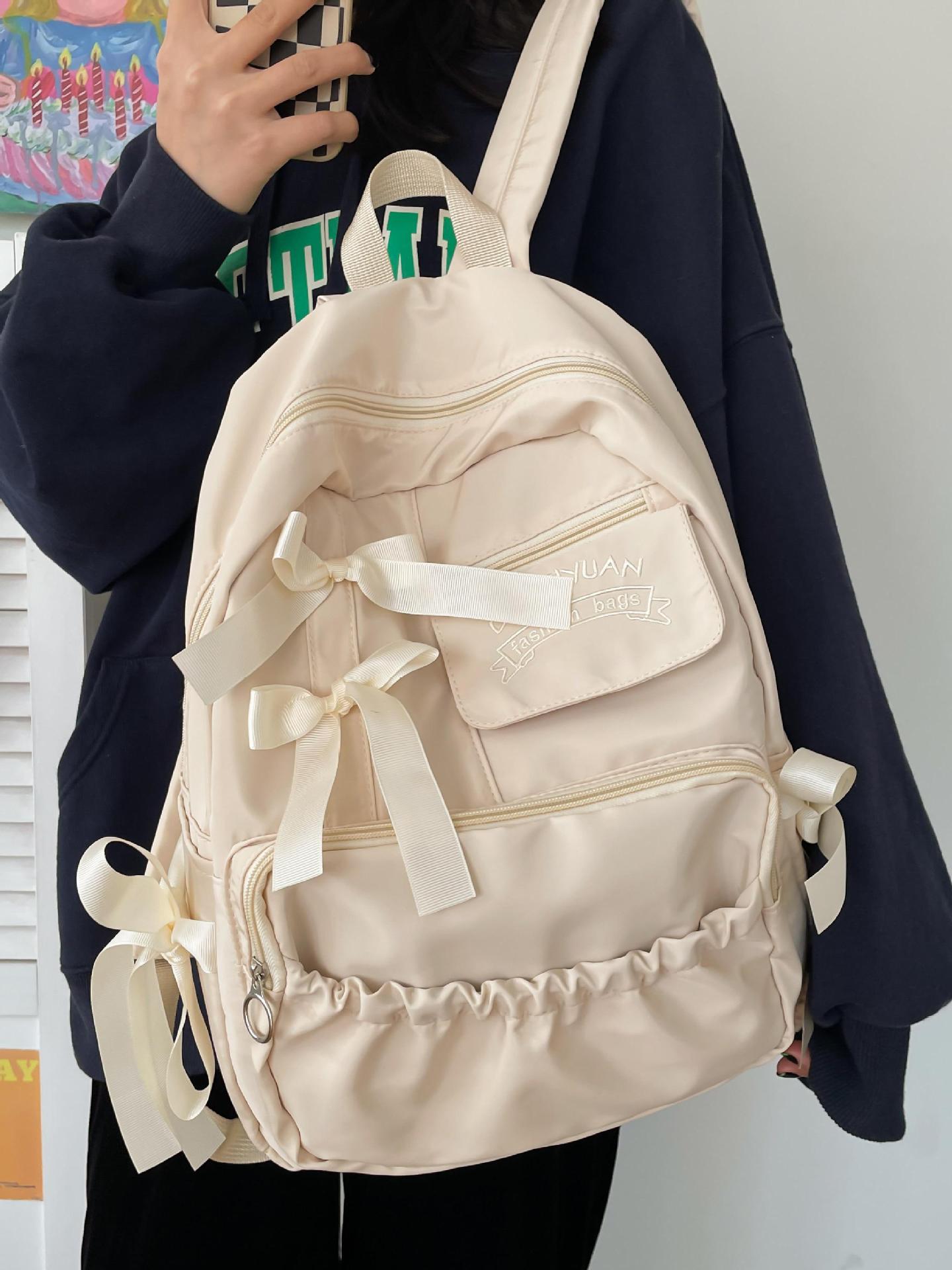 Bolsa escolar de estudiantes universitarios de gran capacidad de mujeres, mochila de la escuela secundaria de color sólido, mochila universitaria