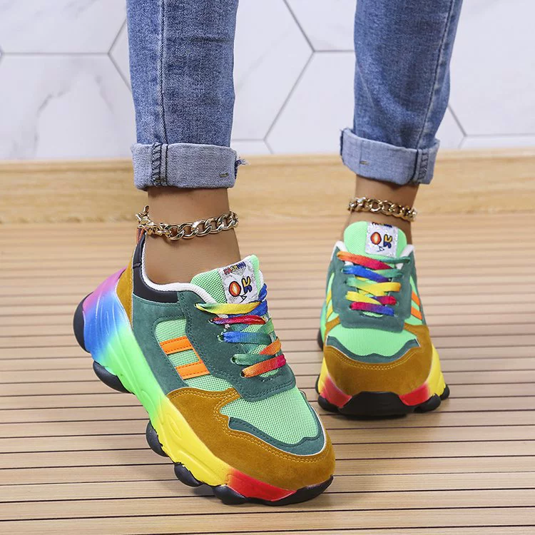 Demi-season Platform Leisure Shoes, Spring/Fall 2024 Model, Plus Sizes 35–43