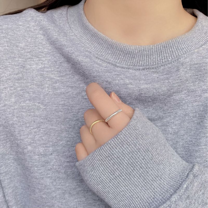Holiday, Travel, Daily Occasion 18K Gold Plated Silver Plated 925 Sterling Silver Geometric Stripe Spiral Stripe Wide Band Rings Open Rings Rings