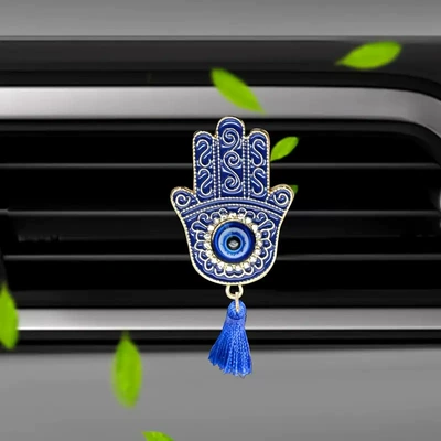 Palm Devil's Eye Car Air: Car Perfume Aromatherapy - tassel-style-painted-oil-gold-palm-with-fragrance-tablets