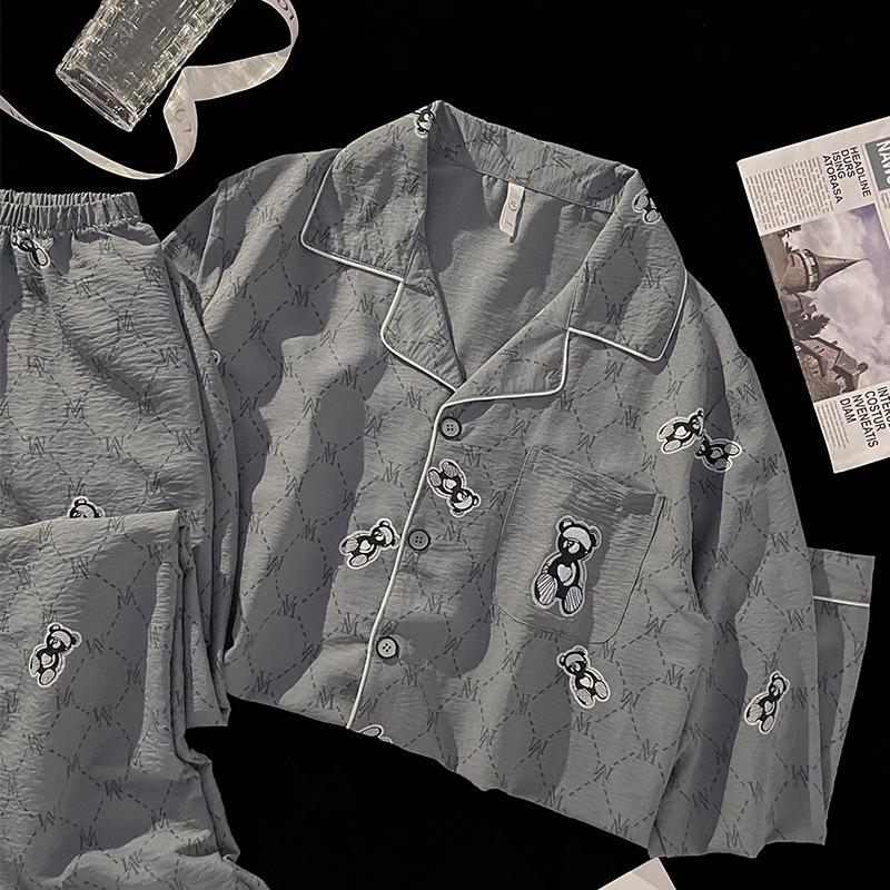 Nube de algodón pijama hombre primavera, otoño, invierno 2024 nuevo pantalón de manga larga cardigan para hombres set de ropa de hogar