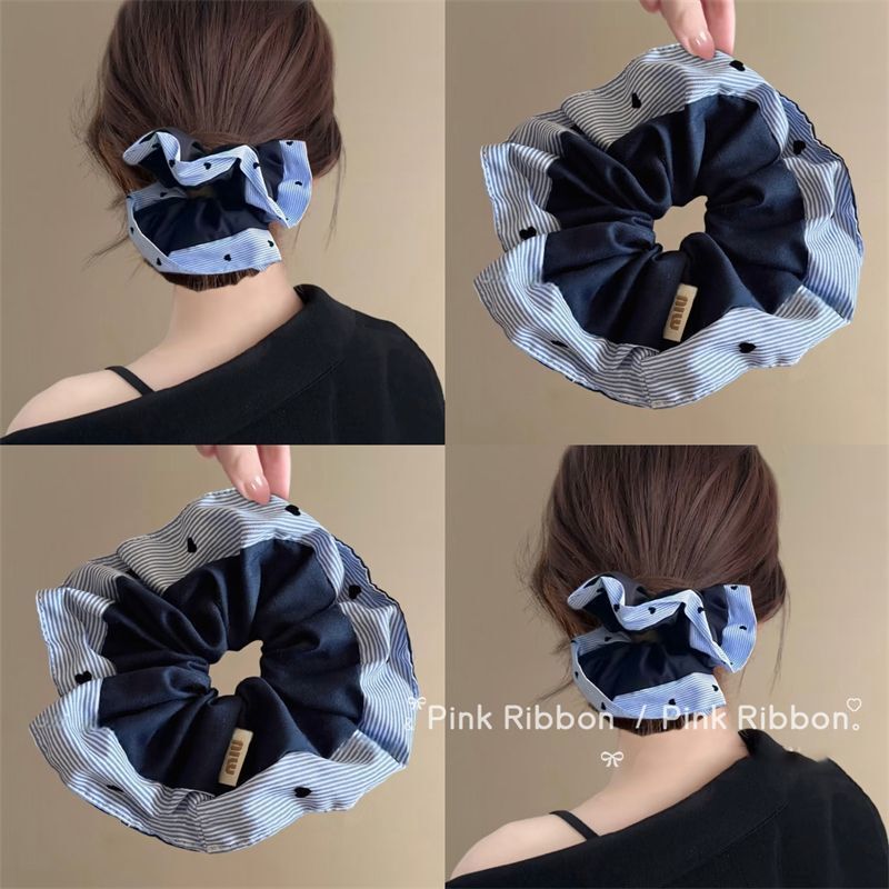 Korean Ins2025 New Blue and White Stripesd Heart Stitching Fashion Hair Tie Ponytail Ball Hair Accessories for Women Korean Ins2025 New Blue and White Stripesd Heart Stitching Fashion Hair Tie Ponytail Ball Hair Accessories for Women