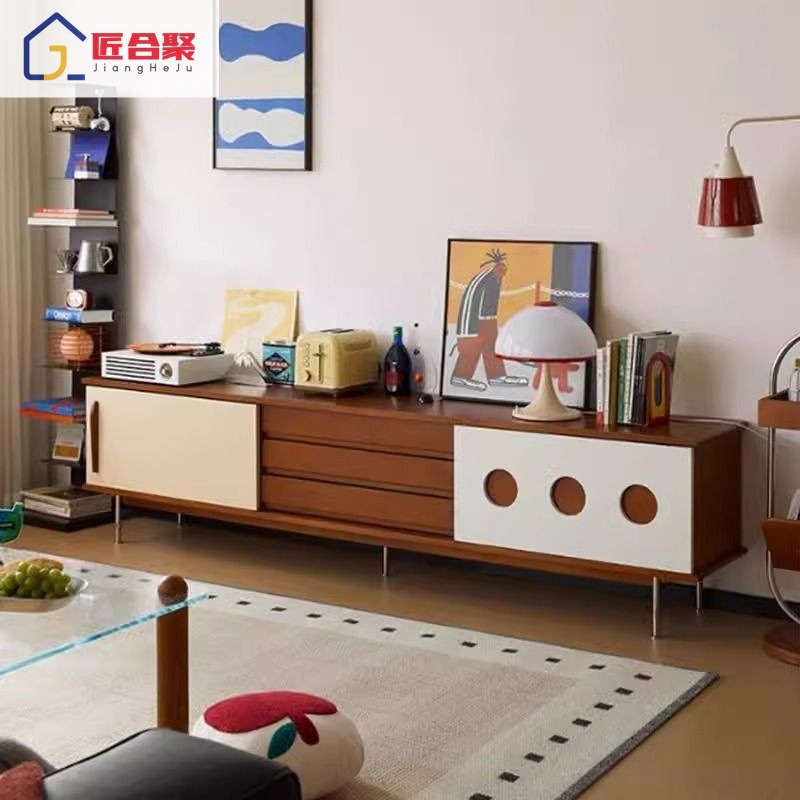 Second-Hand Tv Cabinet Small Apartment Living Room Storage Cabinet Nordic Solid Wood Storage Cabinet Modern Simple Storage Tv Cabinet