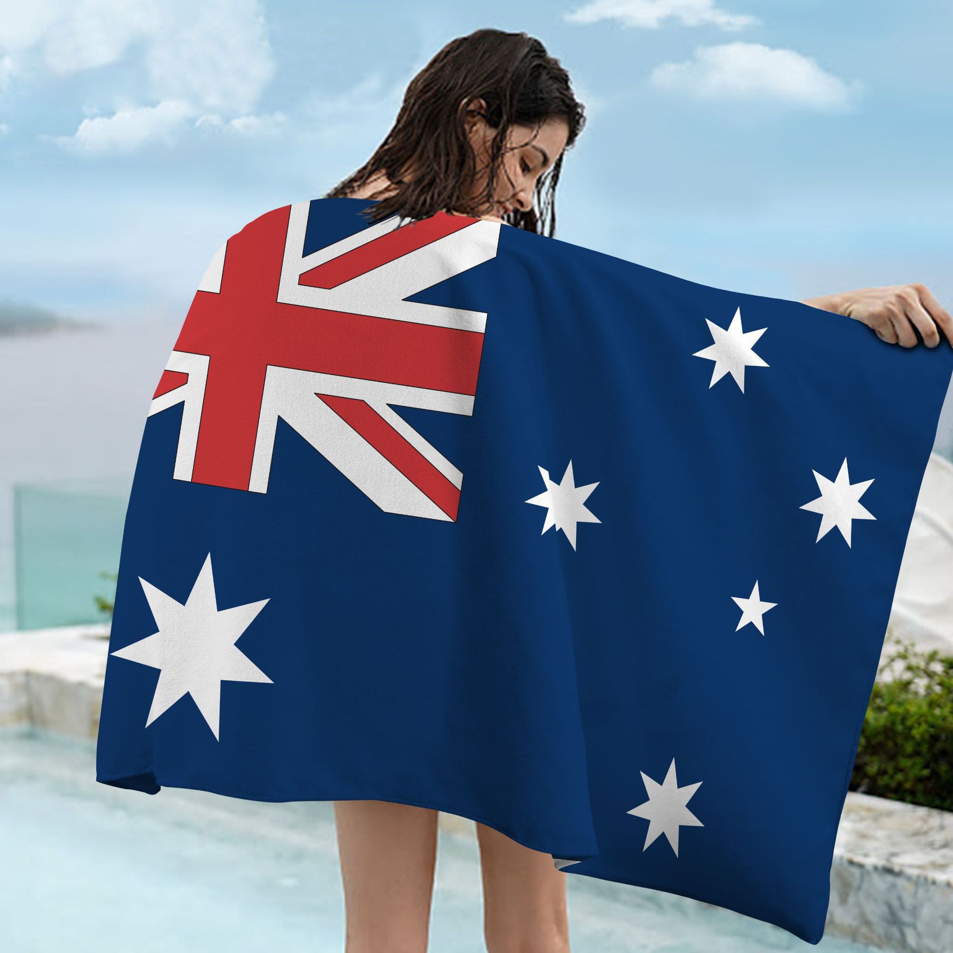 Toalla de baño Nueva serie Toalla de playa de viaje creativo conmemorativo impresión protector solar chal Toalla de secado rápido soporte dibujo