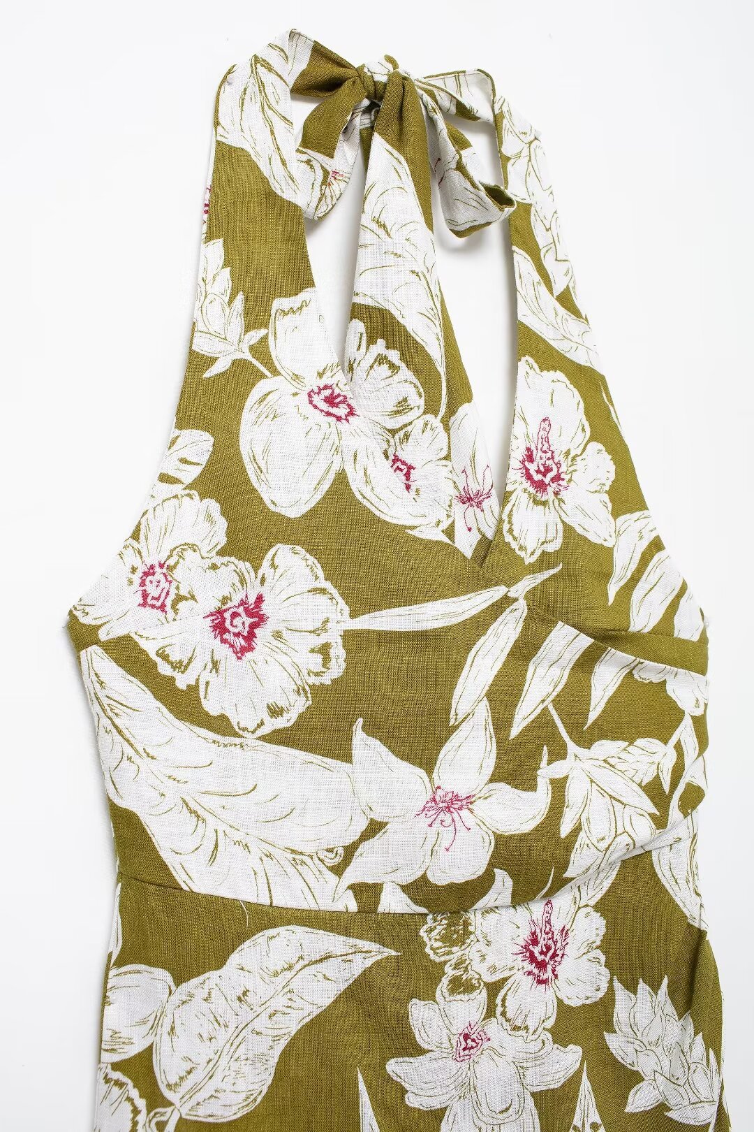 Women's linen blend flower print suit jacket pants dress set_voghion.com