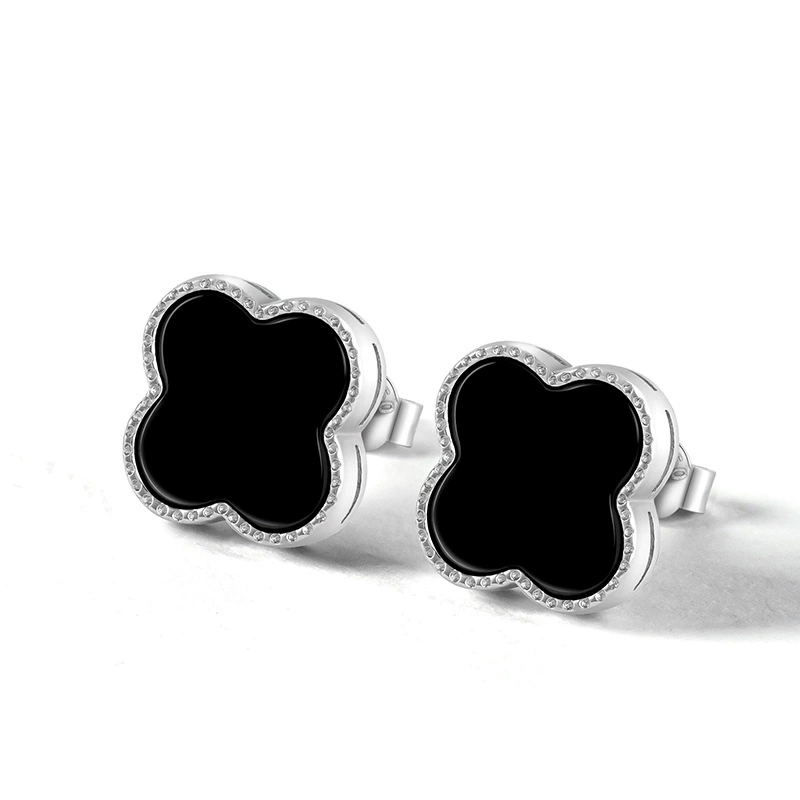 Натуральные чернила Cui A Товары Изумрудные чернила Нефритовый Клевер Ушные гвозди Нефритовый Нефрит S925 Серебряная инкрустированная мода женская серьга высокого класса