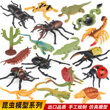 跨境动物模型仿真甲虫昆虫套装蜥蜴乌龟七星瓢虫蜈蚣蝎子变色龙