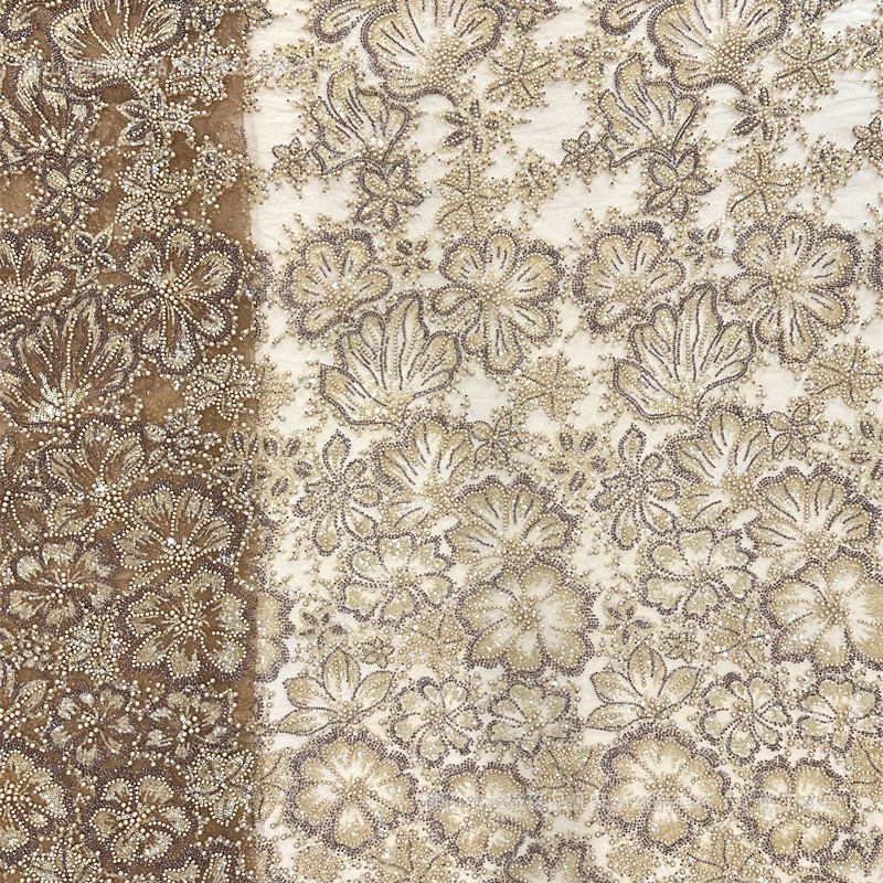 Flores tridimensionales con cuentas telas de cuentas de diseño alto vestido de boda vestido de noche telas de encaje comercio exterior transfronterizo