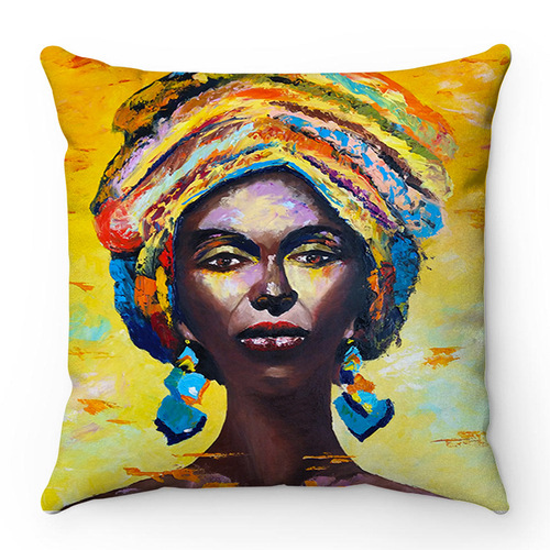 Oil painting African woman Super soft short plush throw pillow cover cushion living room sofa throw pillow decor set