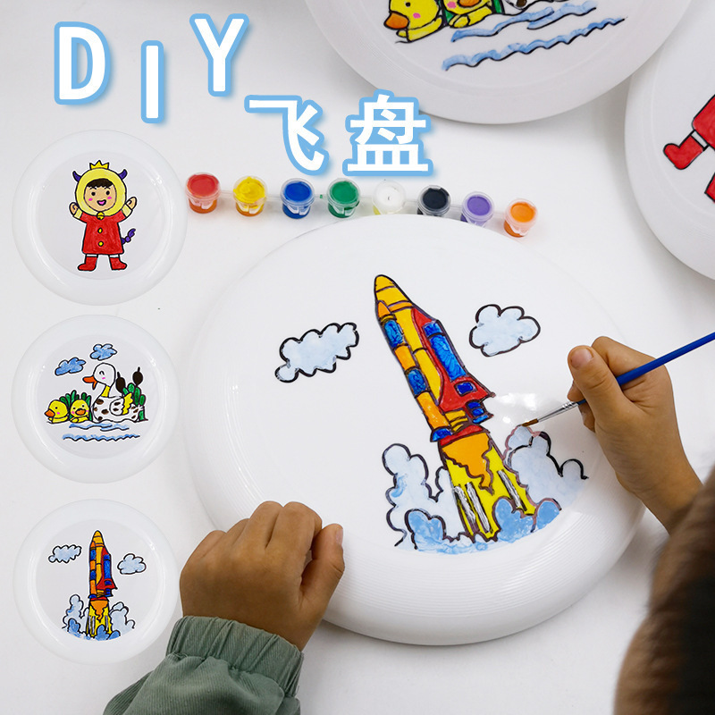 Frisbee diy con dibujo de línea Graffiti Día de los niños Dibujo a mano Jardín de infantes Padres e hijos Niños Soft Flying Plate Graffiti creativo