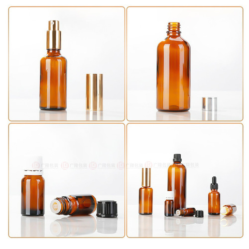 30ml cosmetic essence bottle, 10ml filling sample bottle, dropper spray bottle, brown glass essential oil bottle
