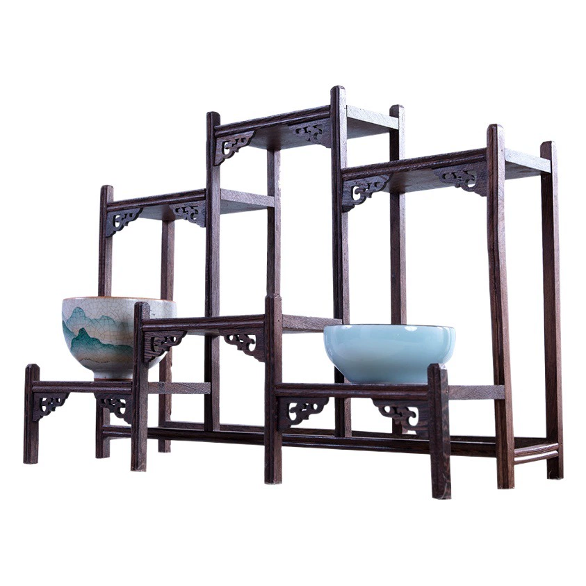 Редвуд Твердая древесина Фиолетовый песочный горшок Полка для чайного набора Стеллаж для хранения Маленькая стойка Bogu Куриные крылышки Деревянная стойка Duobao Павильон Стеллаж для выставки товаров Украшения