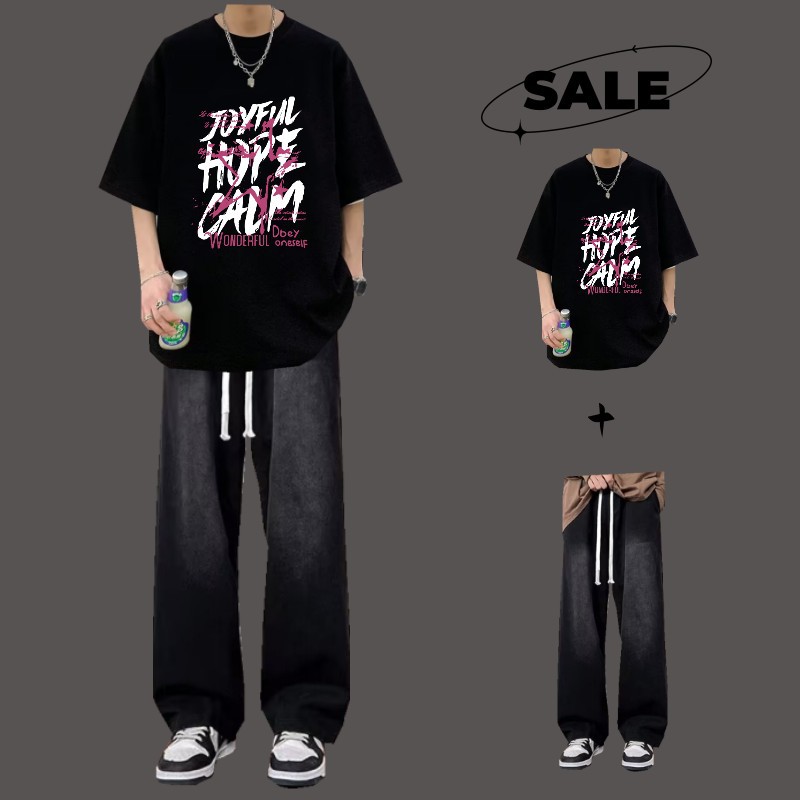 [two-piece set] joyf black + jeans