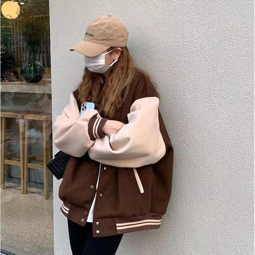 Velvet and thickened baseball uniforms for men and women, college style Korean style printed personalized handsome jackets, trendy autumn new styles