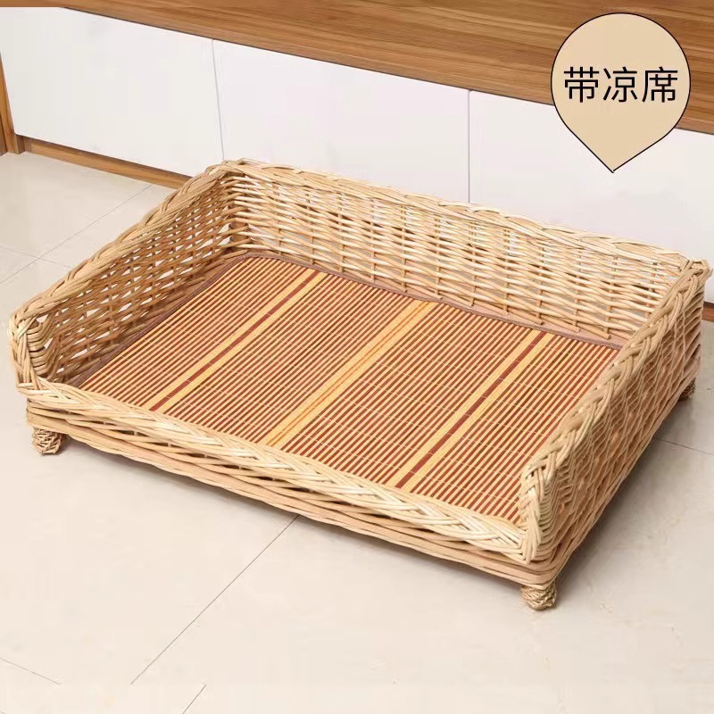 Perro tejido de ratán Perro mimbre mimbre Perro mediano y grande Nido para mascotas extraíble y lavable disponible en todas las estaciones Teddy Satsuma Cama para perros Golden Retriever Nido para gatos