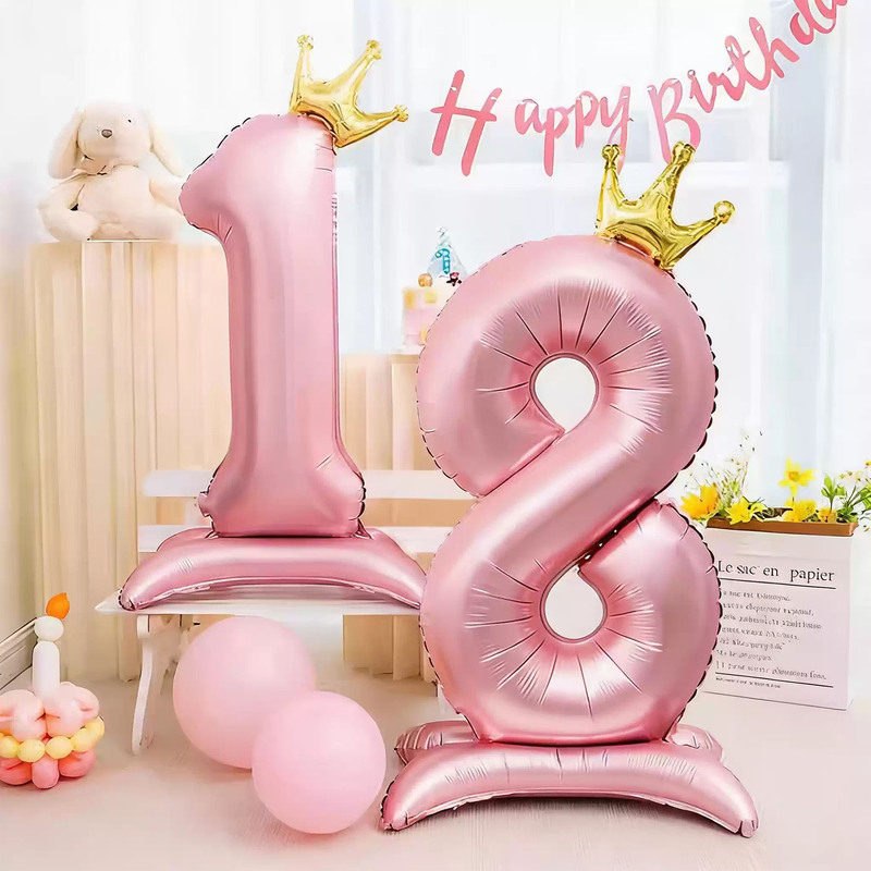 42inch Standing Large Pink Base Number Balloon Birthday Decoration Scene Layout First Year Photo Props Balloon 42inch Standing Large Pink Base Number Balloon Birthday Decoration Scene Layout First Year Photo Props Balloon