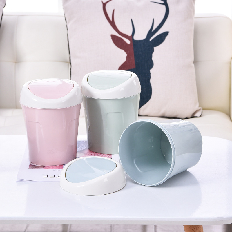 Desktop Trash Can Cute small size Mini Table Dining Table Desk Office Desk Home Living Room Coffee Table Creative with Lid